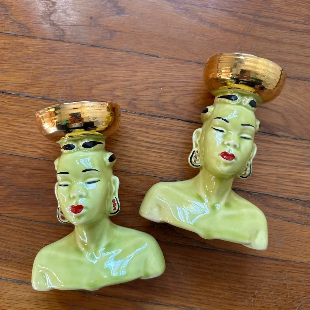 1950's Nubian African MCM head vases
